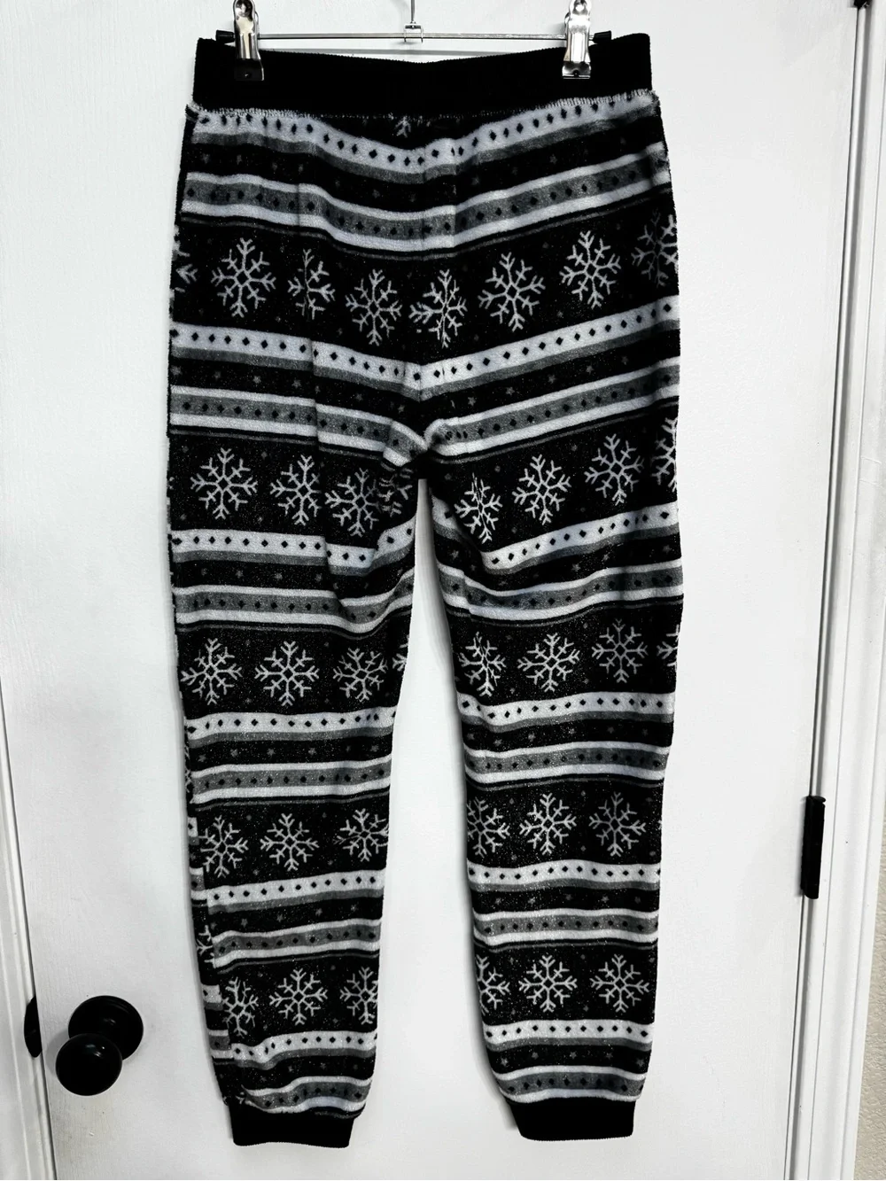Justice Black & White Knit Lounge Pants with Snowflake Detail